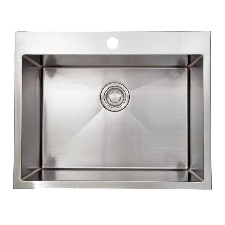 Plumbing N Parts 25'' L Flush Mount Single Bowl Stainless Steel Kitchen